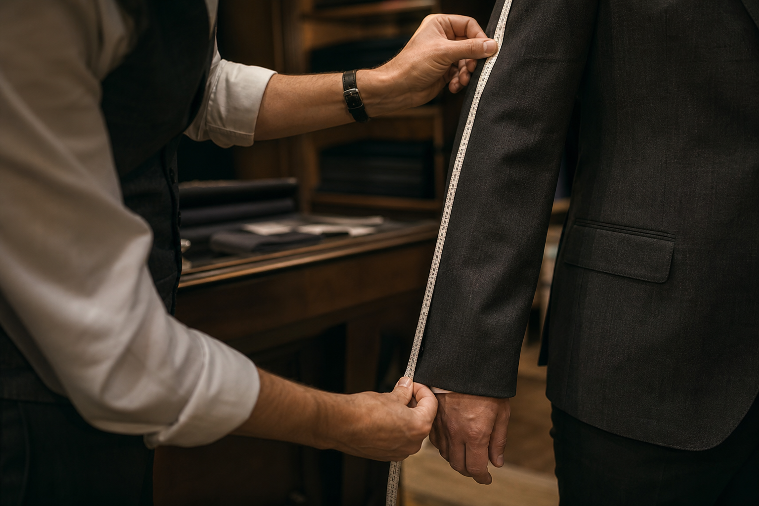 Measuring tape and fitting marks on a garment